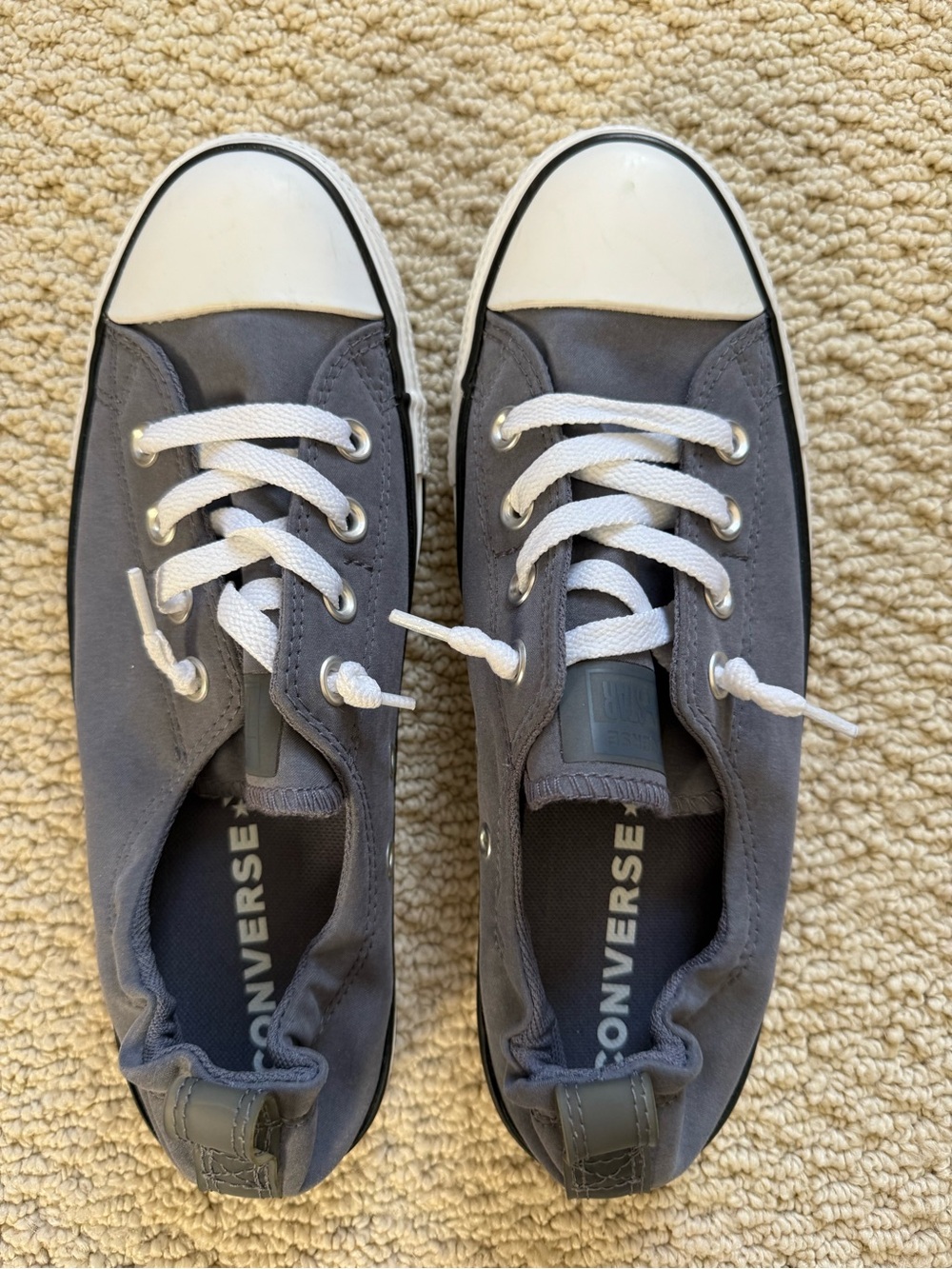 Converse Women’s Gray Low Top Canvas Sneakers with White Accents